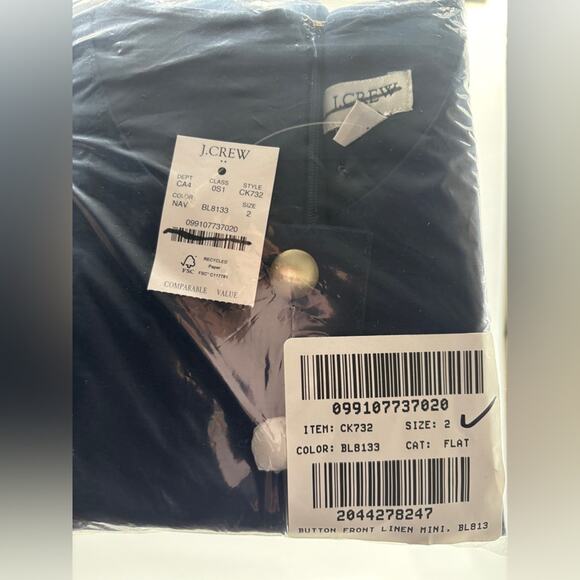J.Crew Linen-blend button-front mini dress - Picture 3 of 8